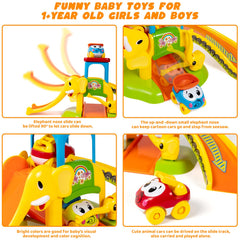 Marstone four elephant cars for push-and-go play to enhance dexterity and cause-effect