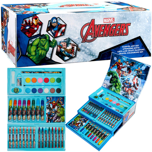 Marvel Art Case for Kids with eight colored pencils for bright, precise drawing.