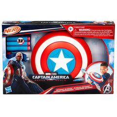 Marvel Captain America Skyshot Blaster with darts stored at the front for quick reloads.