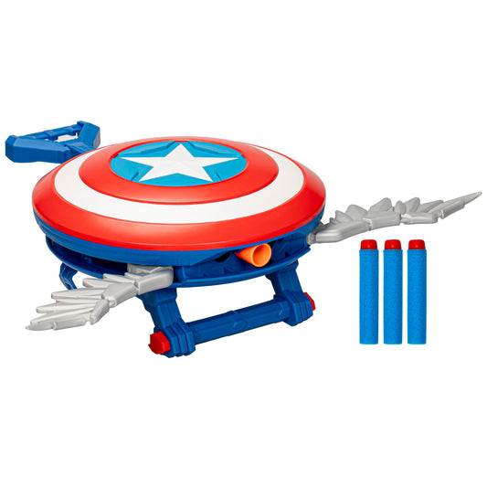 Marvel Captain America Skyshot Blaster front view for ready action and imaginative play.