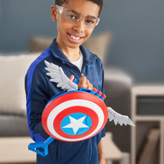 Marvel Captain America Skyshot Blaster wings pop-out during loading for dramatic effect.