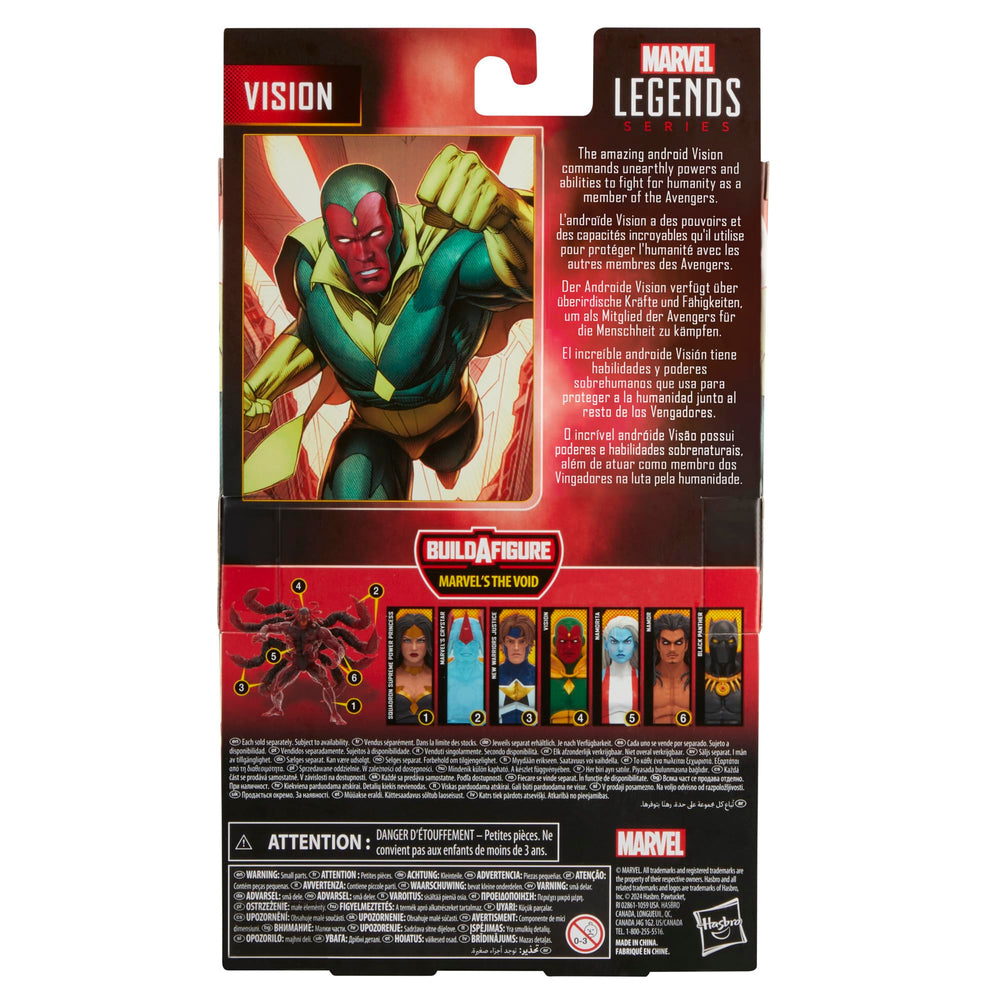 Box packaging showcasing collectible Marvel Vision figure.