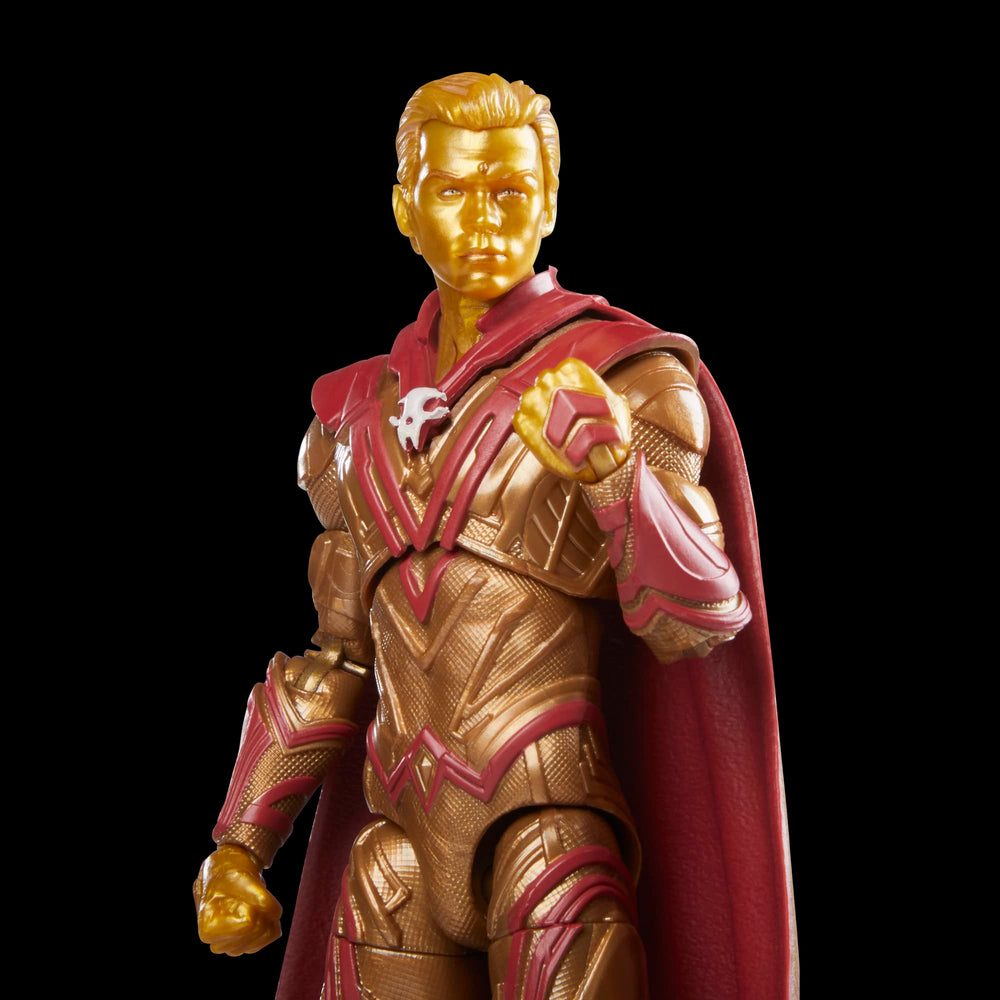 Adam Warlock Marvel Legends figure with included accessories for display.