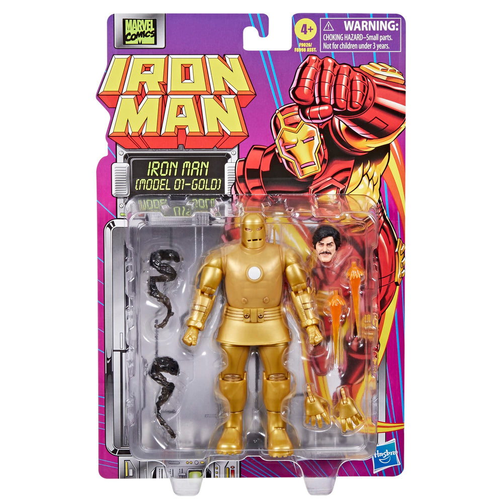 Marvel Legends Iron Man Model 01 Gold back view showing retro details
