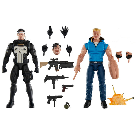 Marvel Legends Punisher and Bushwacker box display for collectors.