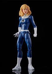 Marvel Legends Invisible Woman blue suit detailing reflects retro design.