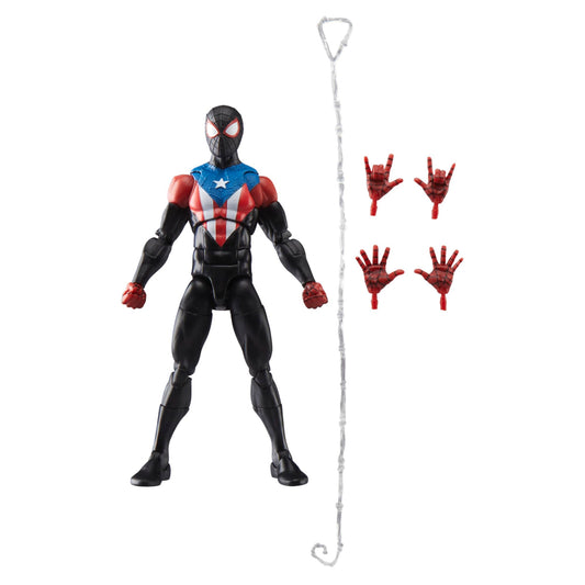 Marvel Legends Miles Morales Boricua Suit figure front view for display