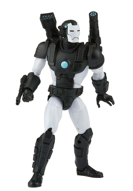 Marvel Legends War Machine figure front view highlights armor details for display.