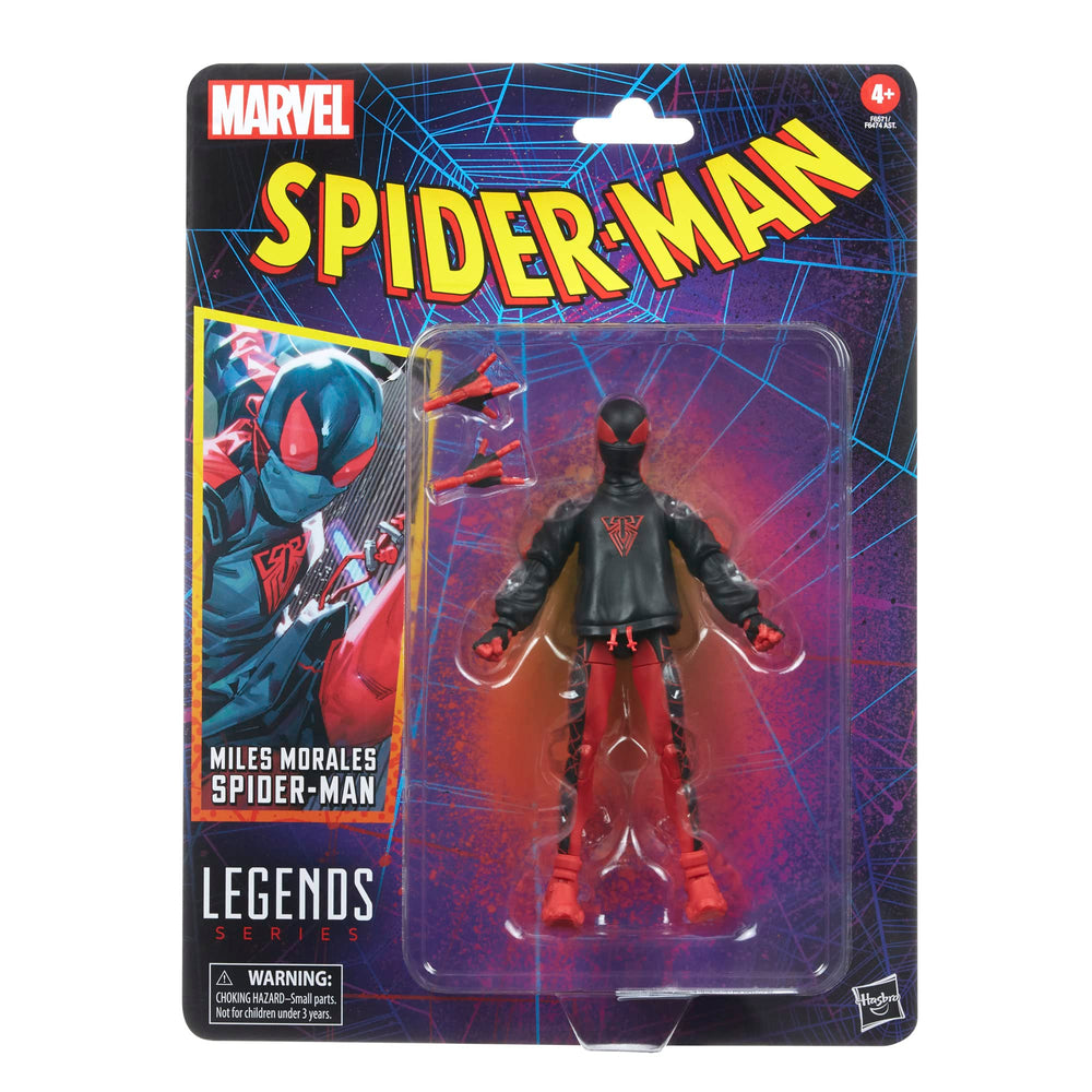 Marvel Miles Morales Spider-Man figure in varied poses for photos.