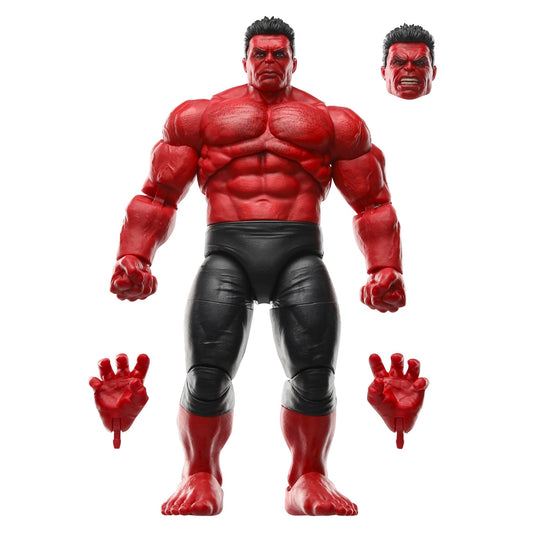 Marvel Red Hulk figure front view shows detailed deco for standout shelf display.