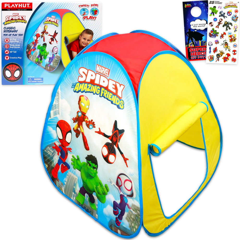 Marvel Spidey and His Amazing Friends pop-up tent for kids, ready to play instantly.