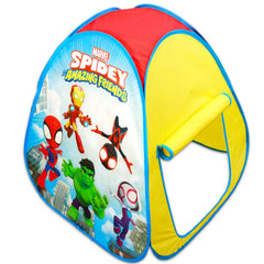 Marvel Spidey and His Amazing Friends tent with stickers for personalized play sessions.