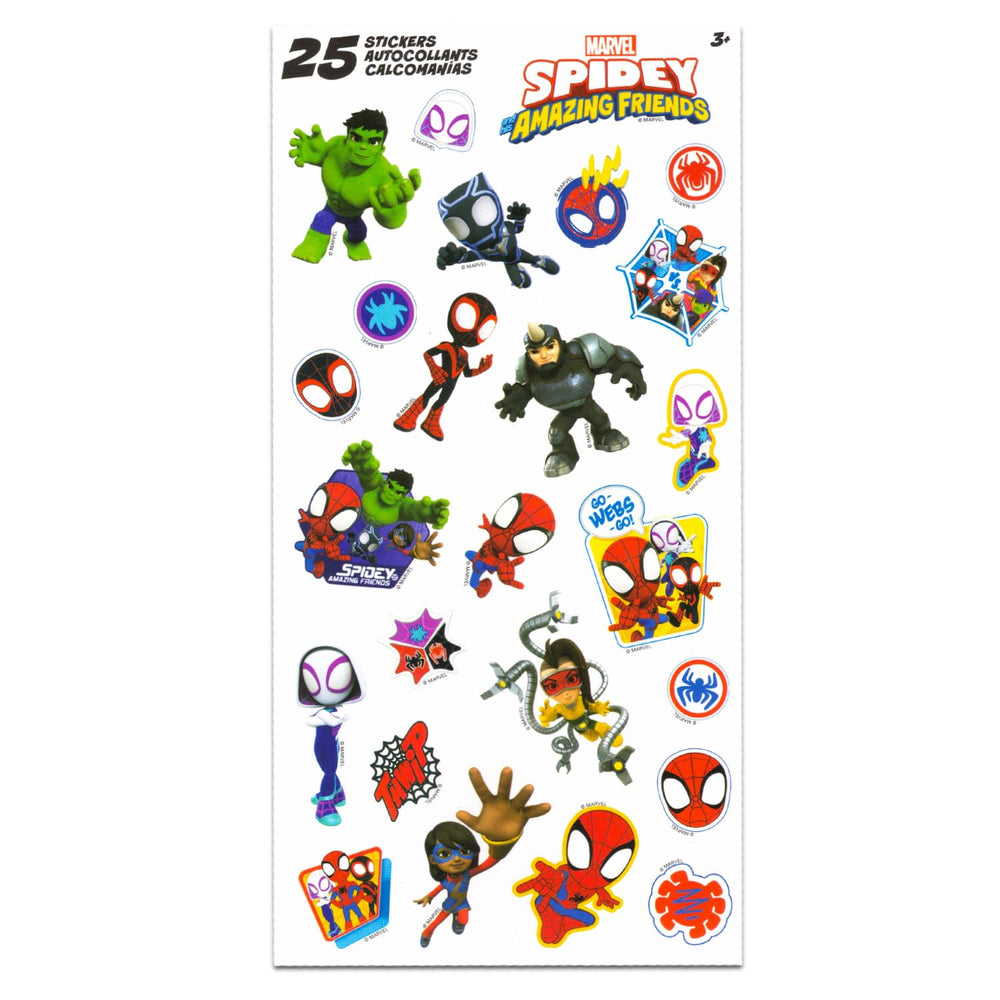 Bright Spidey artwork promotes imaginative play with friends and toys.