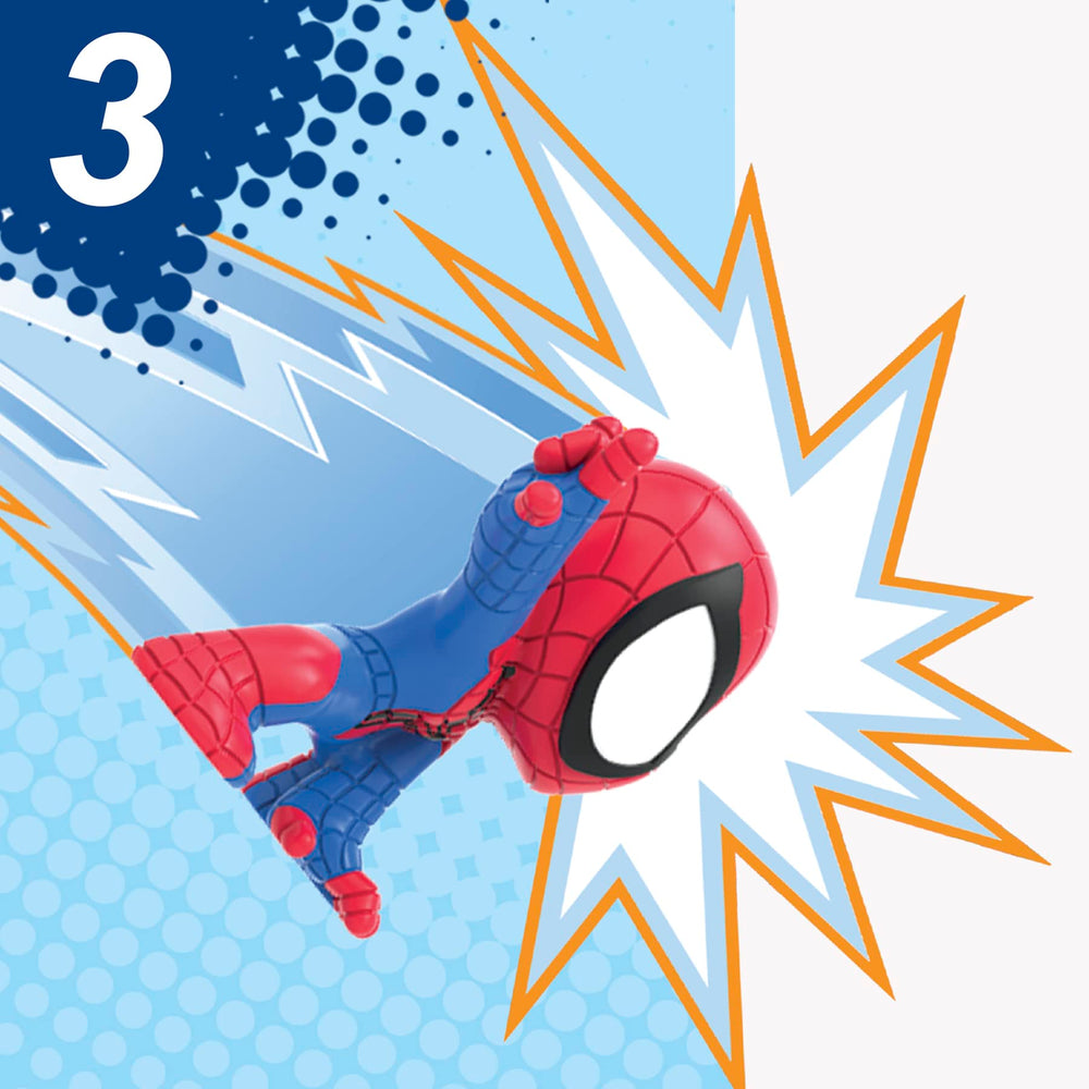 Close-up of deco details on Marvel Stunt Squad mini figures.