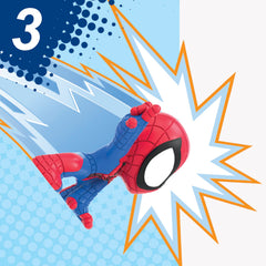 Close-up of deco details on Marvel Stunt Squad mini figures.