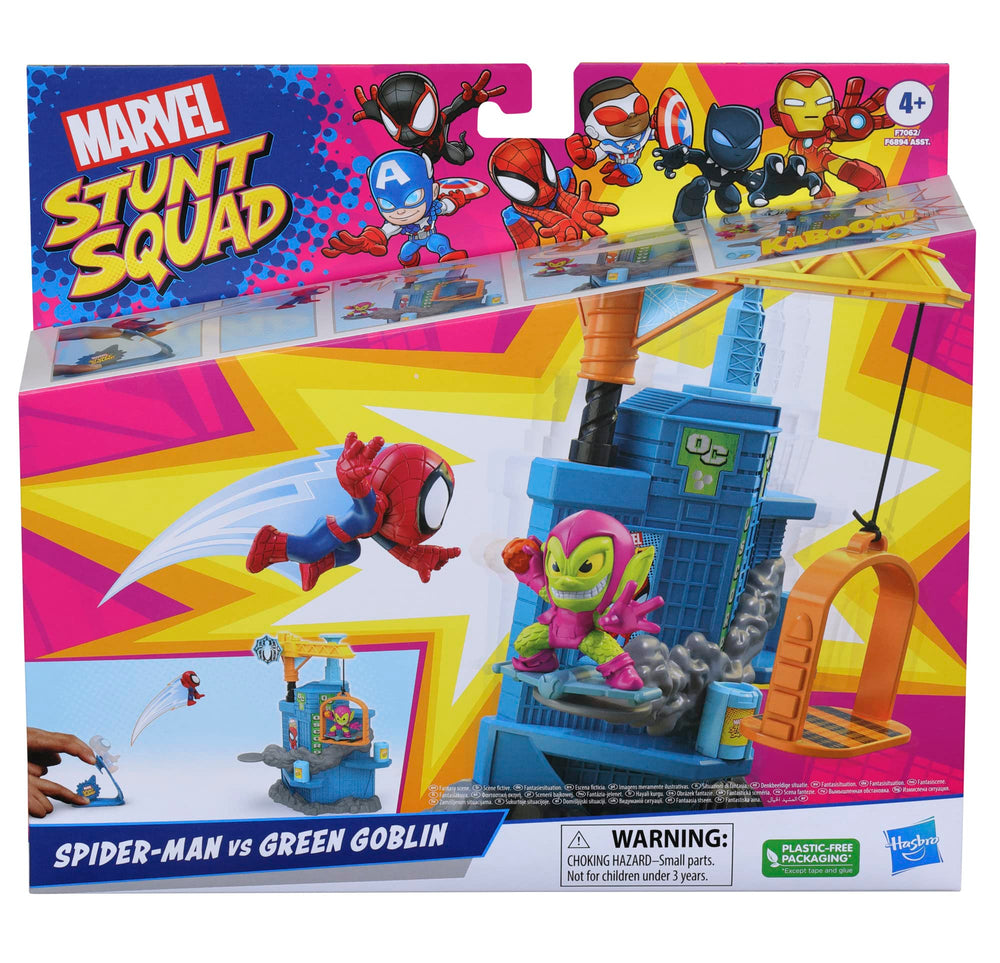 Marvel Stunt Squad Green Goblin figure ready for dynamic showdown.