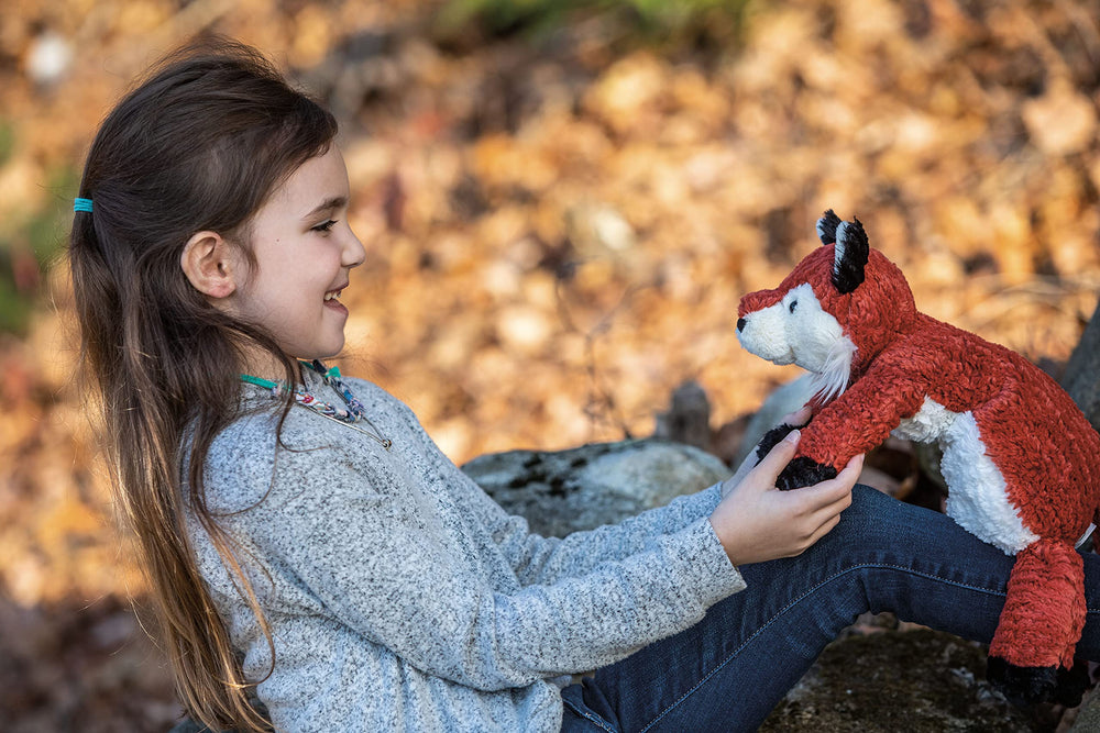 Mary Meyer Cozy Toes Fox durable eyes securely attached for safety.