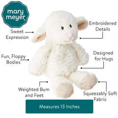 Mary Meyer Marshmallow Zoo Lamb face close-up with embroidered features.