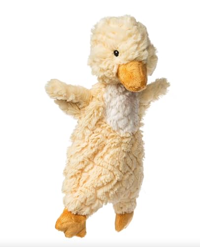 Mary Meyer Putty Duck Lovey embroidered eyes detail for soft and safe features.