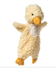 Mary Meyer Putty Duck Lovey embroidered eyes detail for soft and safe features.
