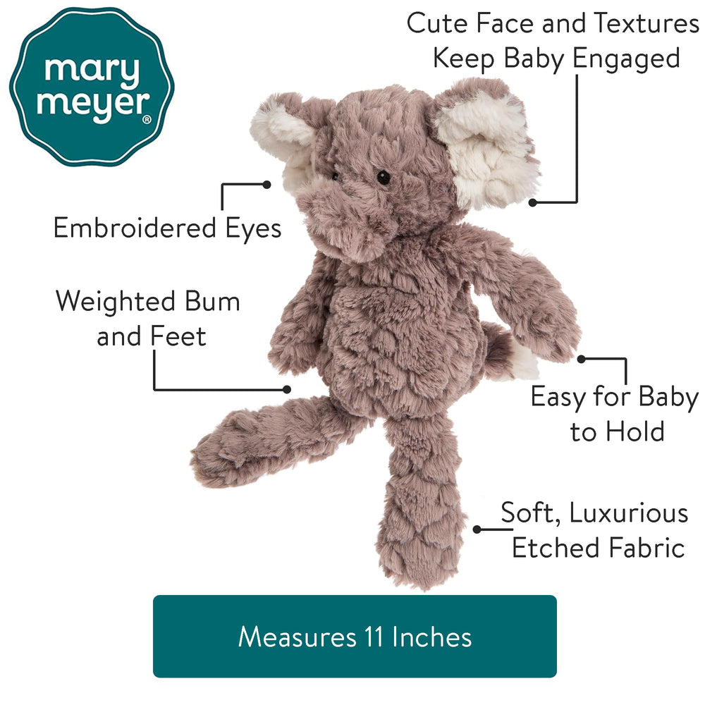 Mary Meyer Putty Elephant ear detail highlights soft white inner ears for gentle touch.