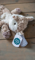 Eleven-inch Putty Fawn Lovey sized for baby cuddles and naps.