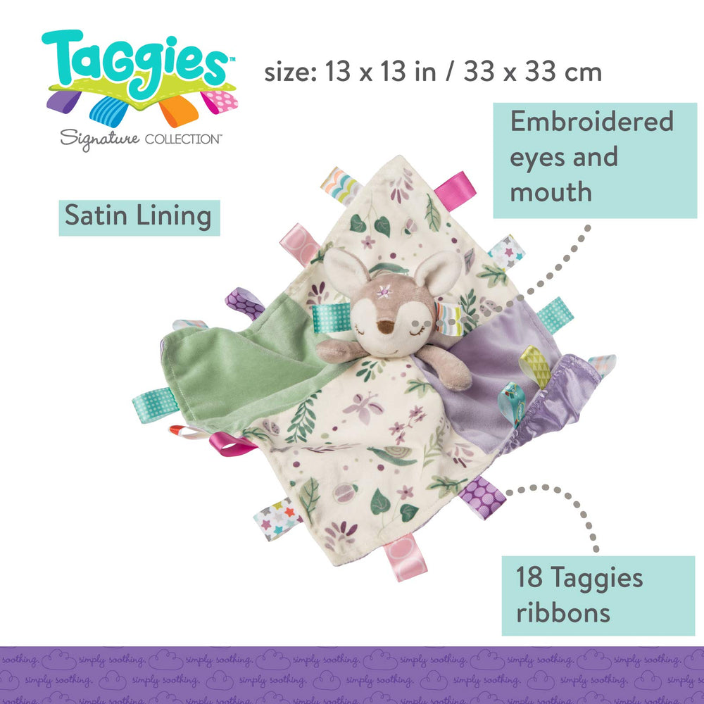 Flora Fawn with embroidered sleepy eyes for calming visuals.