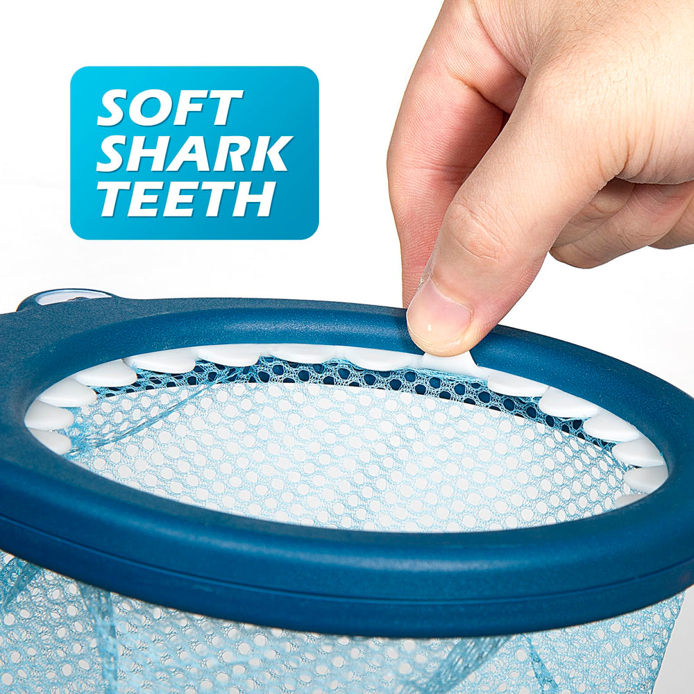 Masagotti shark-net with suction hooks keeps bath toys organized