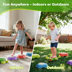 Masagotti stepping stones provide stable surfaces on wood or tile floors for safe play.