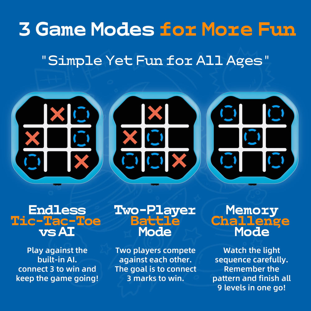 MASSRT 3 in 1 Tic Tac Toe blue silent mode, ideal for shared spaces.