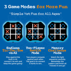 MASSRT 3 in 1 Tic Tac Toe blue silent mode, ideal for shared spaces.