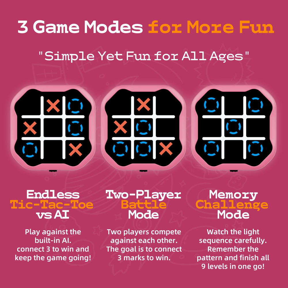 MASSRT silent mode tic tac toe gadget pink for quiet play