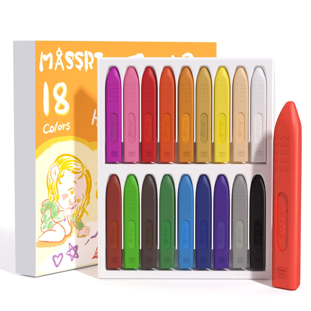MASSRT Triangle Jumbo Crayons in packaging box, durable and kid-friendly for busy art sessions.