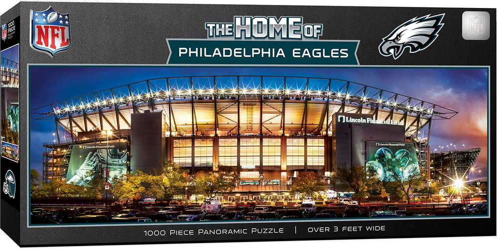 Masterpieces Eagles stadium view puzzle for family game night and sports collection.