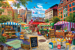 MasterPieces 5000-piece puzzle laid on table for collaborative assembly.