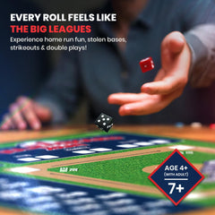 Close-up of dice rolls depicting pitches in MasterPieces game for immersive play