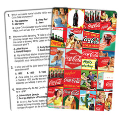 MasterPieces Coca-Cola trivia cards laid out for a quick, engaging Coke facts session.