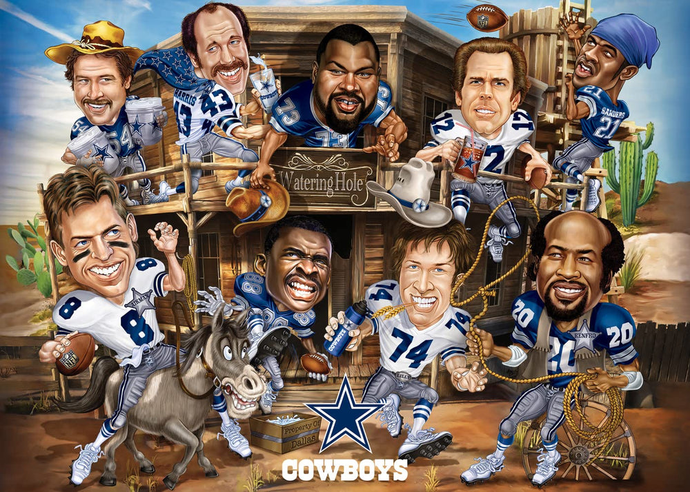 MasterPieces Dallas Cowboys All-Time Greats puzzle caricatures add vibrant characters for gatherings