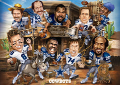 MasterPieces Dallas Cowboys All-Time Greats puzzle caricatures add vibrant characters for gatherings