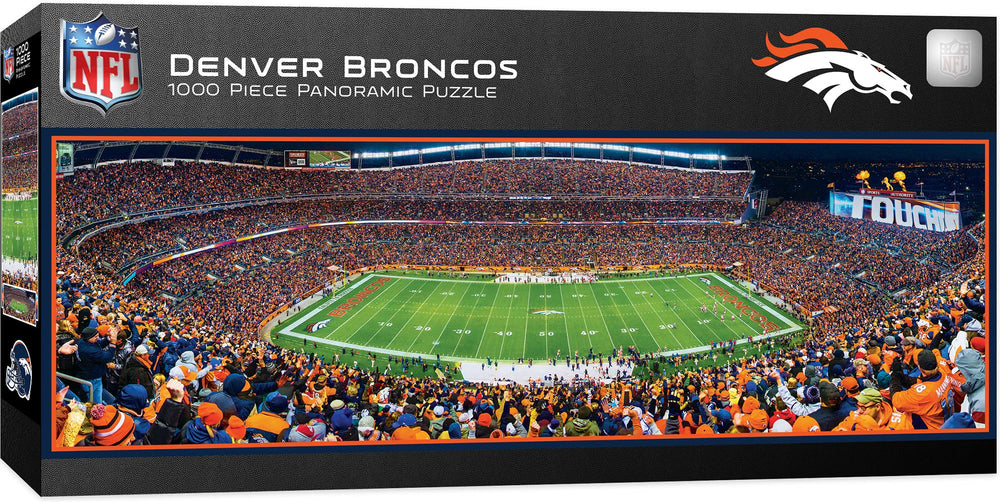 MasterPieces Denver Broncos center-view panoramic 1000-piece puzzle for fans to enjoy game-night immersion