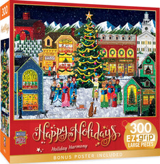 MasterPieces EZ Grip Christmas Puzzle 300-piece on table for family-friendly assembly