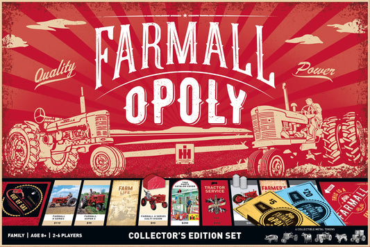 MasterPieces Farmall Opoly board game – colorful board for family game night.