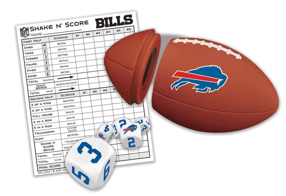 MasterPieces Game Day Buffalo Bills dice game with scorepad enhances family game night.