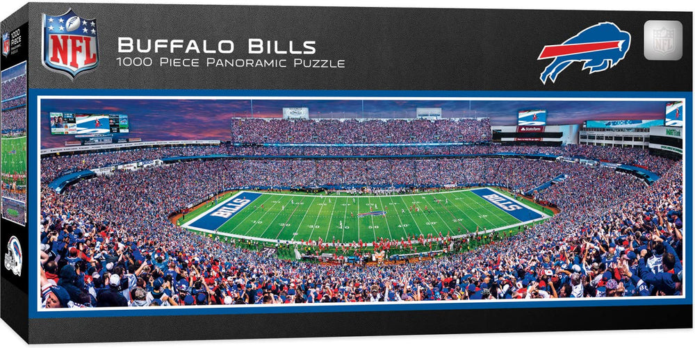 MasterPieces NFL Buffalo Bills center-view panoramic puzzle in progress for focused weekend relaxation