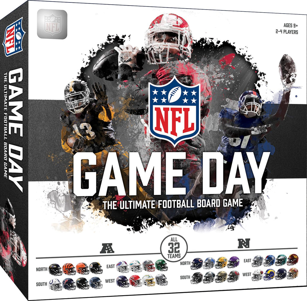 Masterpieces NFL Gameday board game cover for family game night with official team logos.