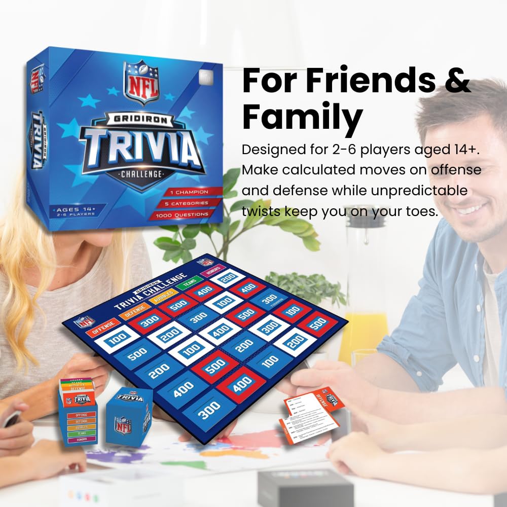 Masterpieces NFL Gridiron Trivia divider cards used to organize rounds.
