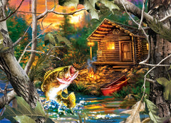 MasterPieces One That Got Away puzzle pieces closeup showing thick interlocking elements.
