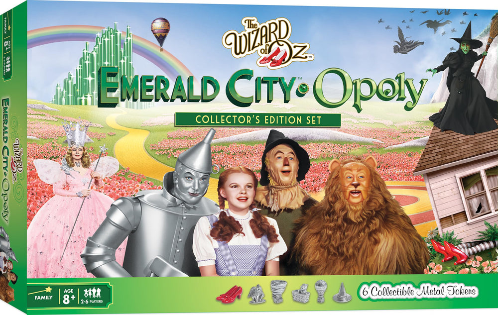 MasterPieces Wizard of Oz Emerald City Opoly board for family game nights.