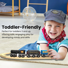 MasterPieces Polar Express wooden train set offers tactile, durable play for kids.