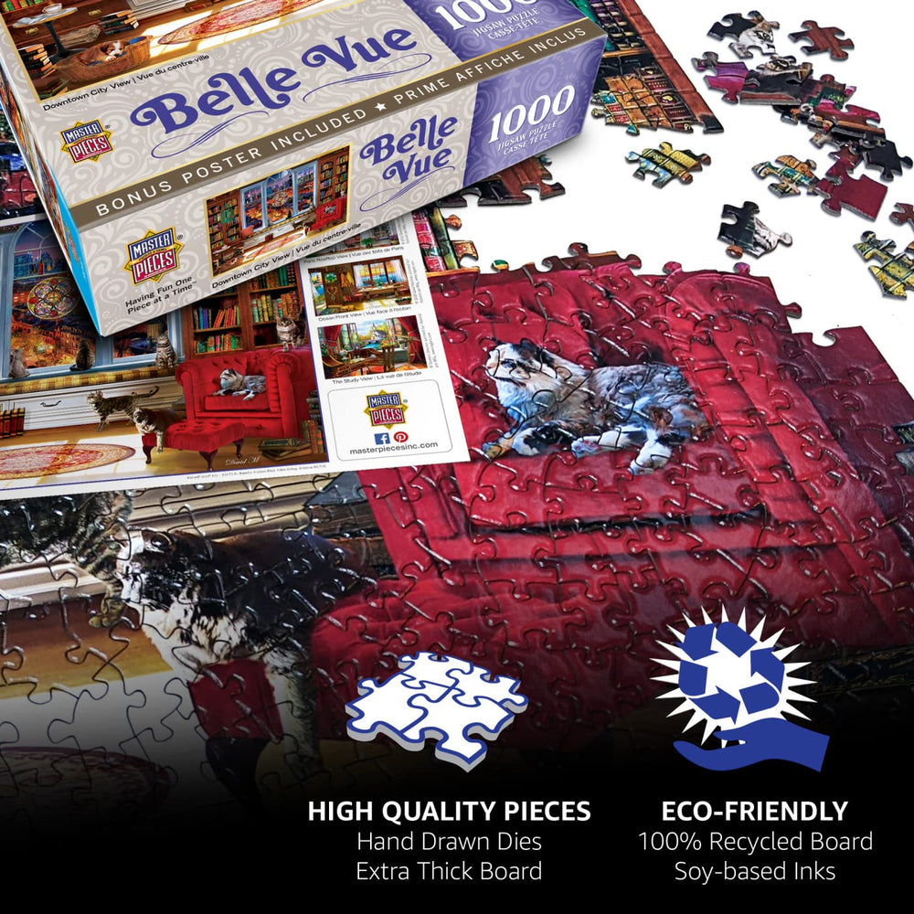 MasterPieces close-up of interlocking pieces reveals crisp graphics for satisfying progress.